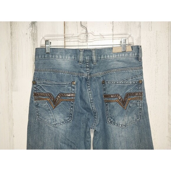 FUSAI Men's Straight Leg Jeans Size 34x30 Embroidered Pockets - Picture 6 of 11